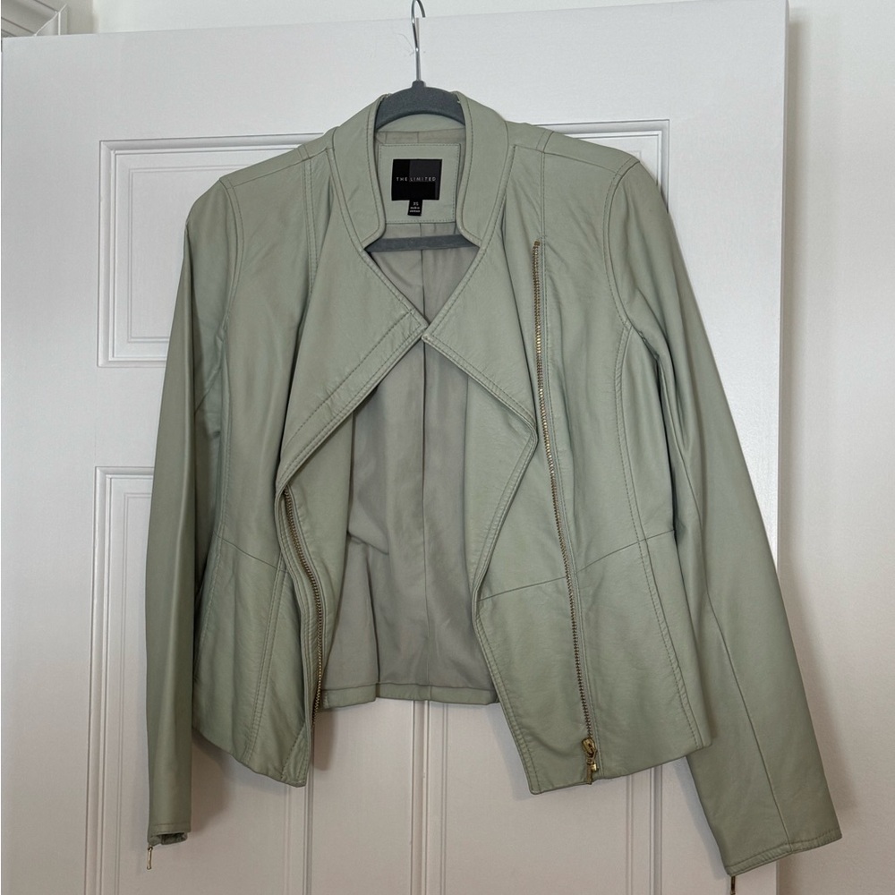 The Limited Sage Green Leather Jacket
